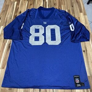 Vintage New York Giants Mens 2XL Blue Reebok Jeremy Shockey NFL Football *Read